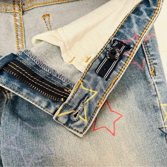 Gap Kids Star Printed Super Skinny Ankle Denim Jeans Light Wash Raw Hems Sz 10 - Picture 10 of 14